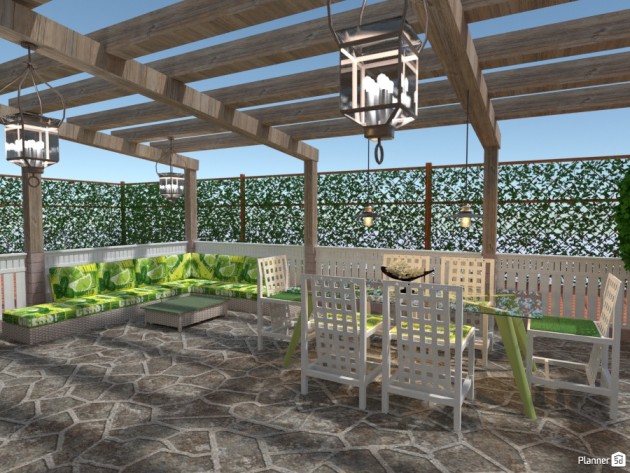 outdor seating with pergola 