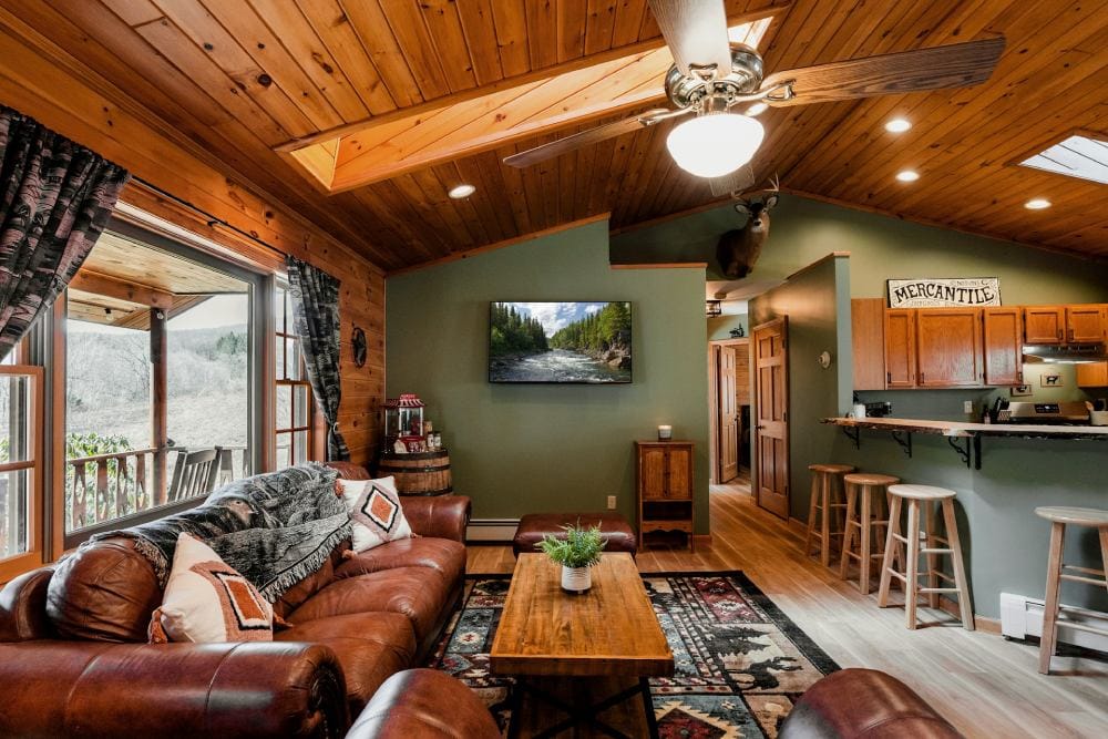 lounge area with cozy leather couches 