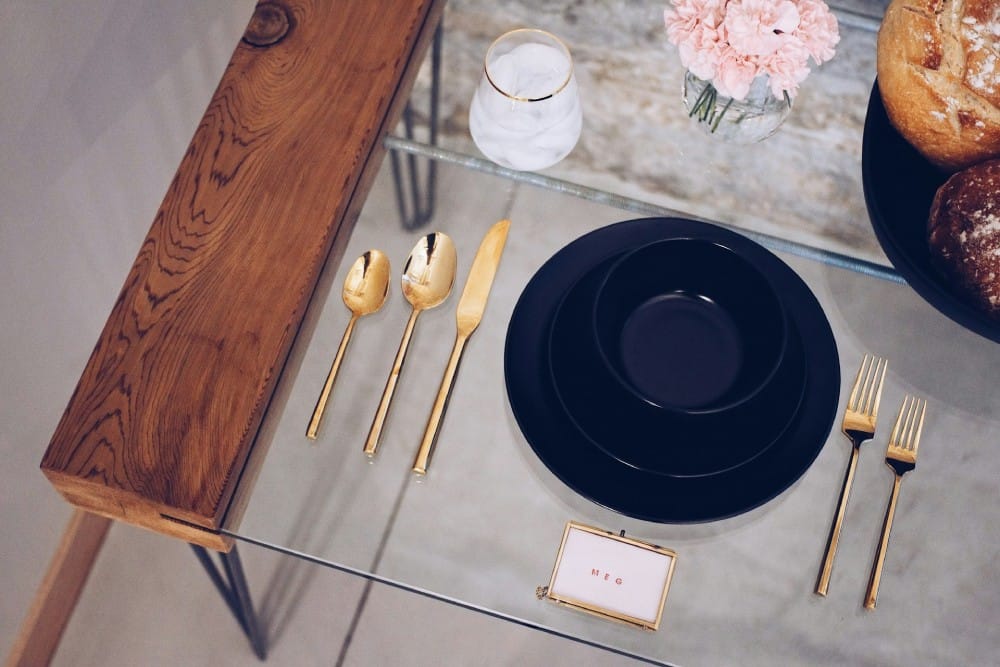 dining room table with glass top