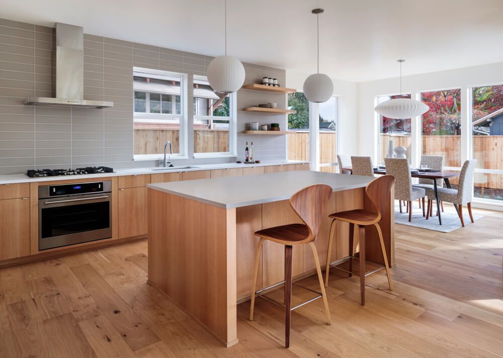 Open kitchen concept in a nice modern home.