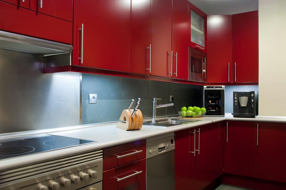 red kitchen cabinets