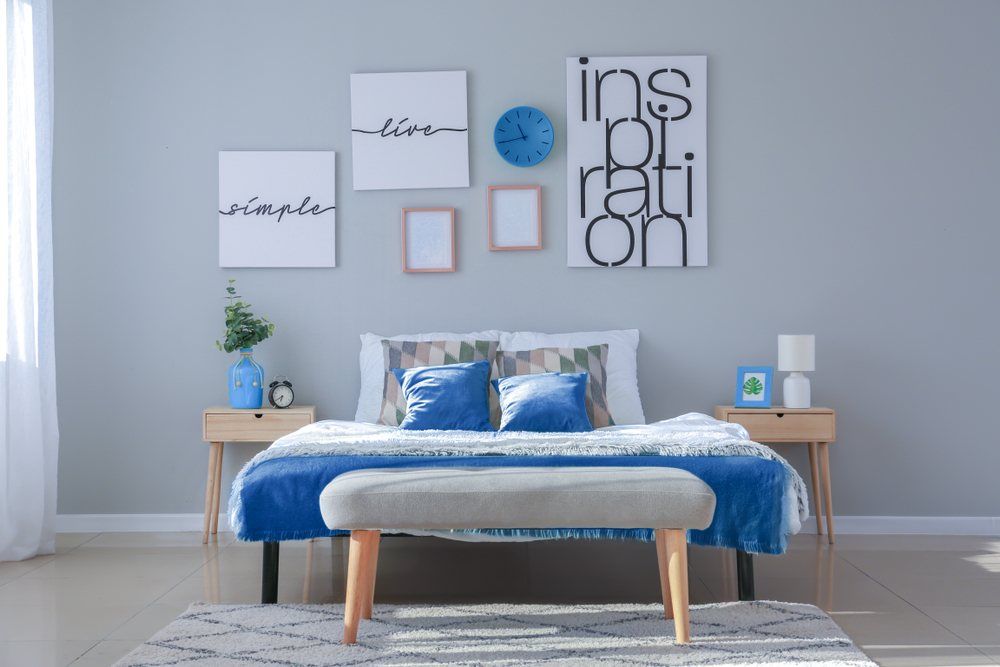  blue and white bedroom