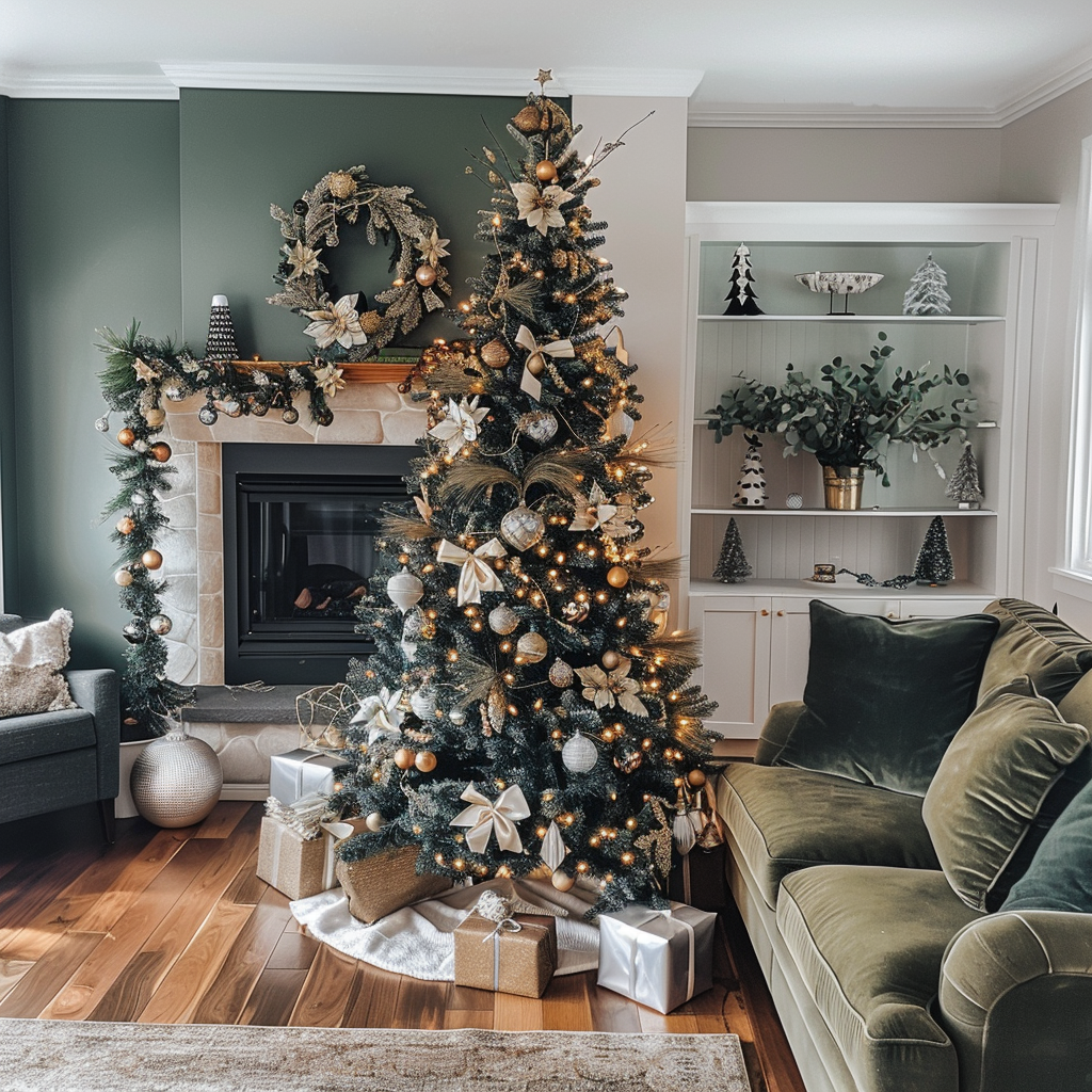 artificial christmas tree decorated for the holidays